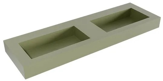 Mondiaz ZINK Army vrijhangende solid surface wastafel 150cm dubbel rand 12cm XM49430Army