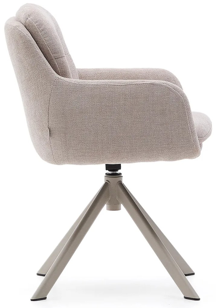 Kave Home Lexa Draaibare Eetkamerstoel Beige Chenille