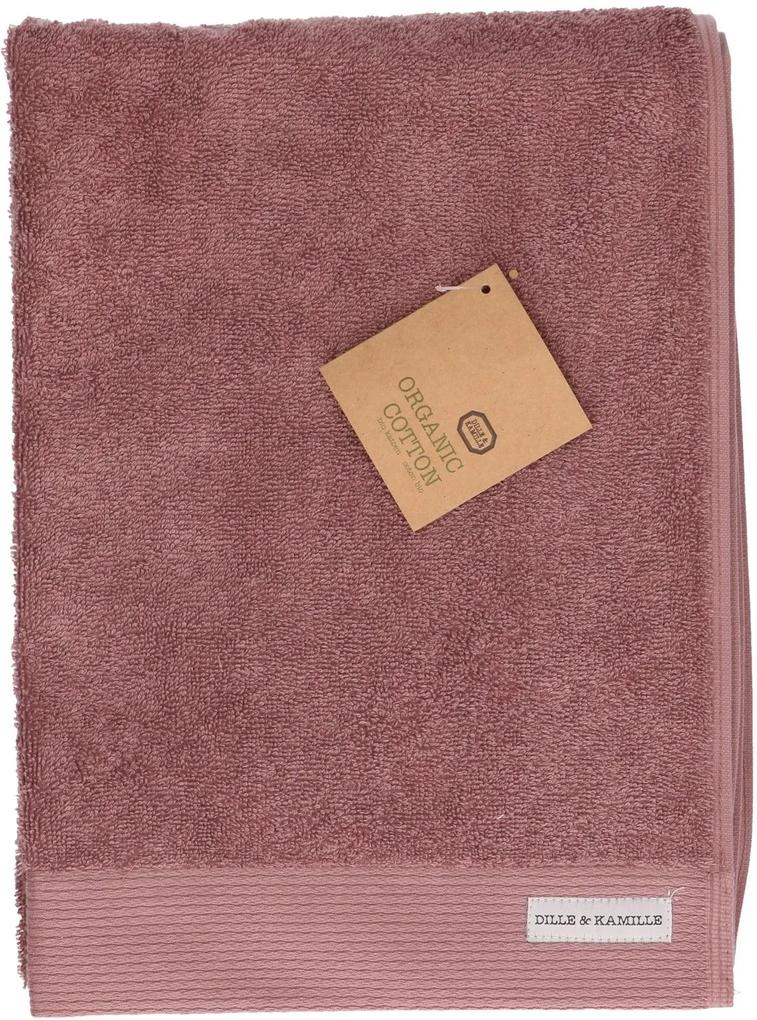 Handdoek, bio-katoen, grijs/roze, 50 x 100 cm