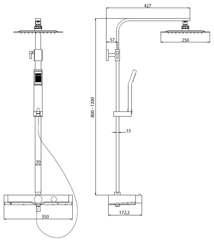 Schutte Ocean complete regendouche inclusief thermostaatkraan en planchet chroom/wit