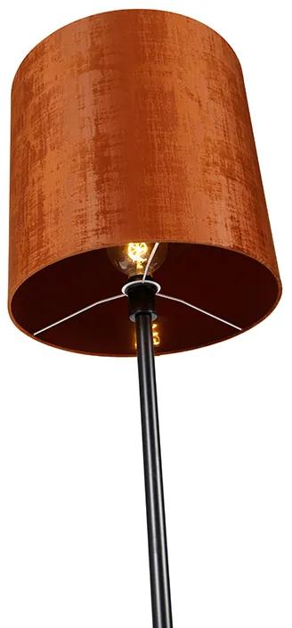 Stoffen Vloerlamp zwart velours kap oranje 40 cm - Simplo Modern E27 Binnenverlichting Lamp