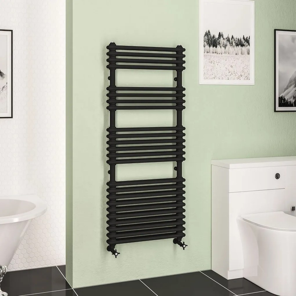 Eastbrook Imperia 2 koloms handdoekradiator 60x145cm 1426W zwart mat