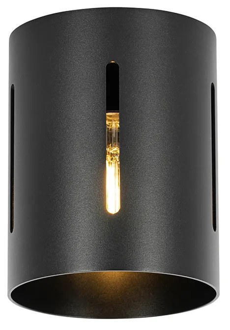 Design plafondlamp zwart met lichteffect - Yana Design E27 cilinder / rond Binnenverlichting Lamp