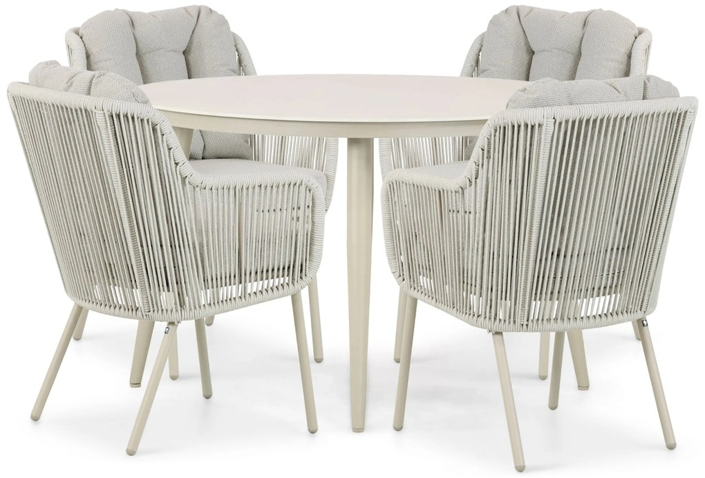 Tuinset 4 personen 120 cm Aluminium/rope Taupe Santika Furniture Santika