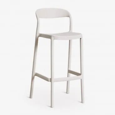 Set Van 4 Stapelbare Hoge Krukken Van Polypropyleen Brenza Steen Wit & ↑75 Cm - Sklum