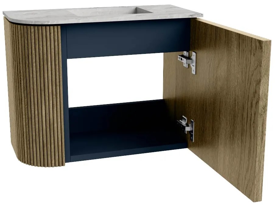 Mondiaz Joya DLux 50cm toiletmeubel ronding links dusk met wastafel faye rechts zonder kraangat glace
