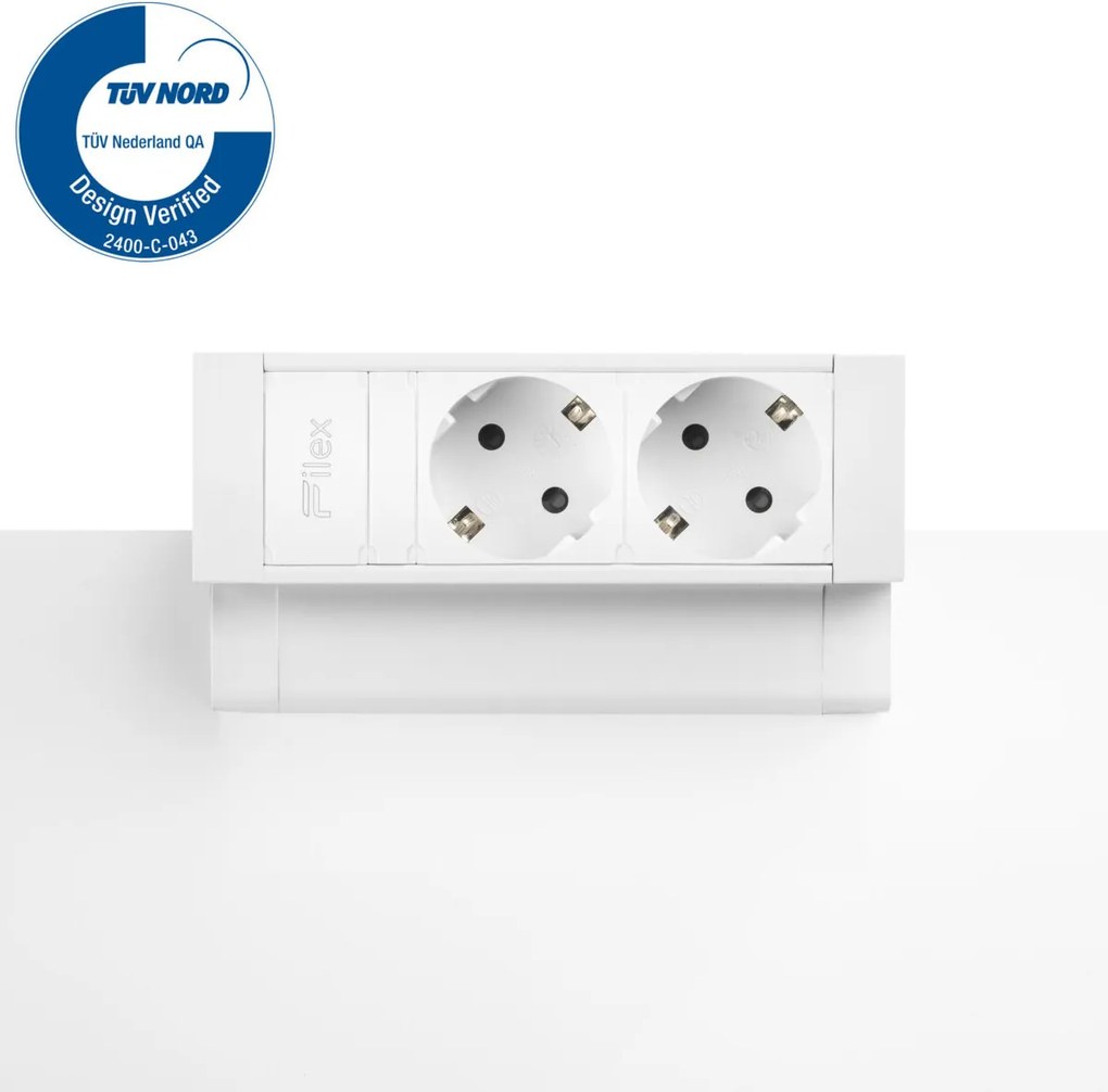 Bureau Stekkerdoos Wit 2x 230V + EGST® Snoer 3m