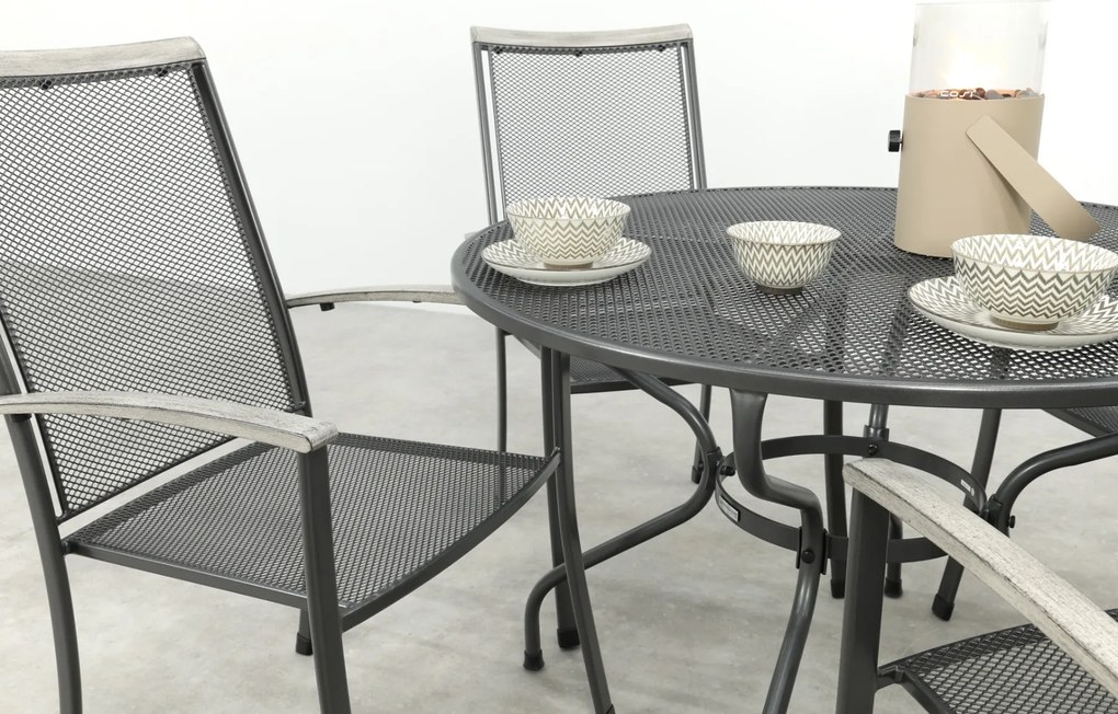 Balero ronde stapelbare bistroset strekmetaal Ø105 cm. - Antraciet