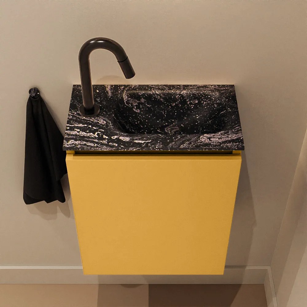 Mondiaz Ture DLux toiletmeubel 40cm ocher met wastafel lava rechts met kraangat