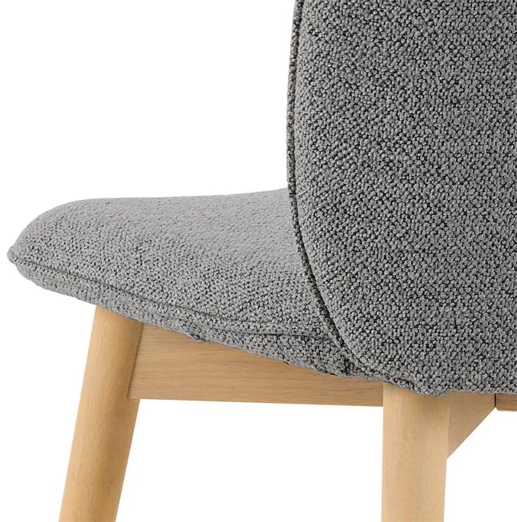 Eetkamerstoel Met Houten Poten Grijs Boucle