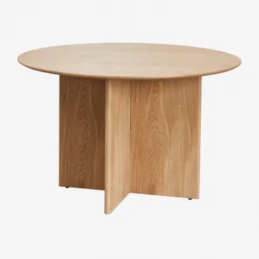 Ronde Eettafel Ø120 Cm In Mdf Saonara Natuurlijk - Sklum