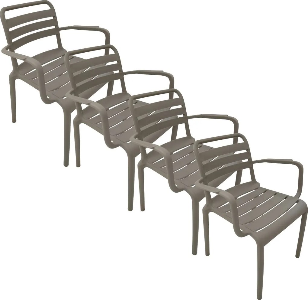 Garden Impressions Moos tuinstoel taupe - 4 stuks