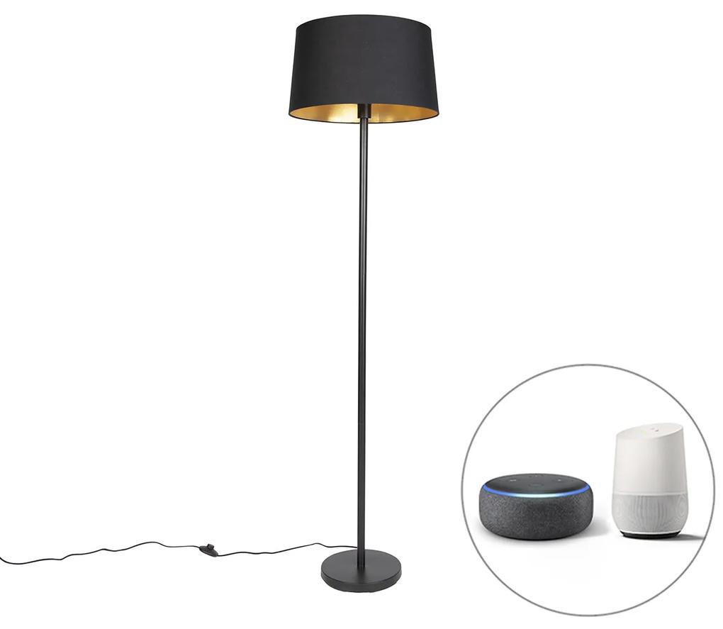 Stoffen Smart vloerlamp met dimmer zwart met zwarte kap 45 cm incl. Wifi A60 - Simplo Modern E27 rond Binnenverlichting Lamp