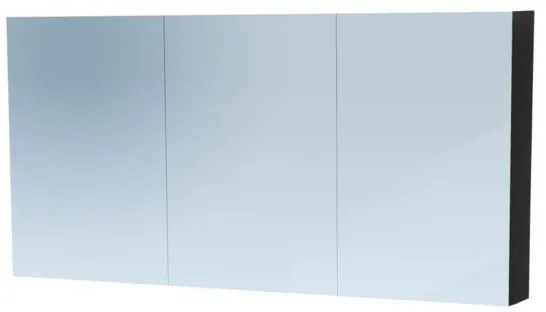 Saniclass Dual spiegelkast 140x70x15 indirecte LED verlichting 3 deuren black wood 7785