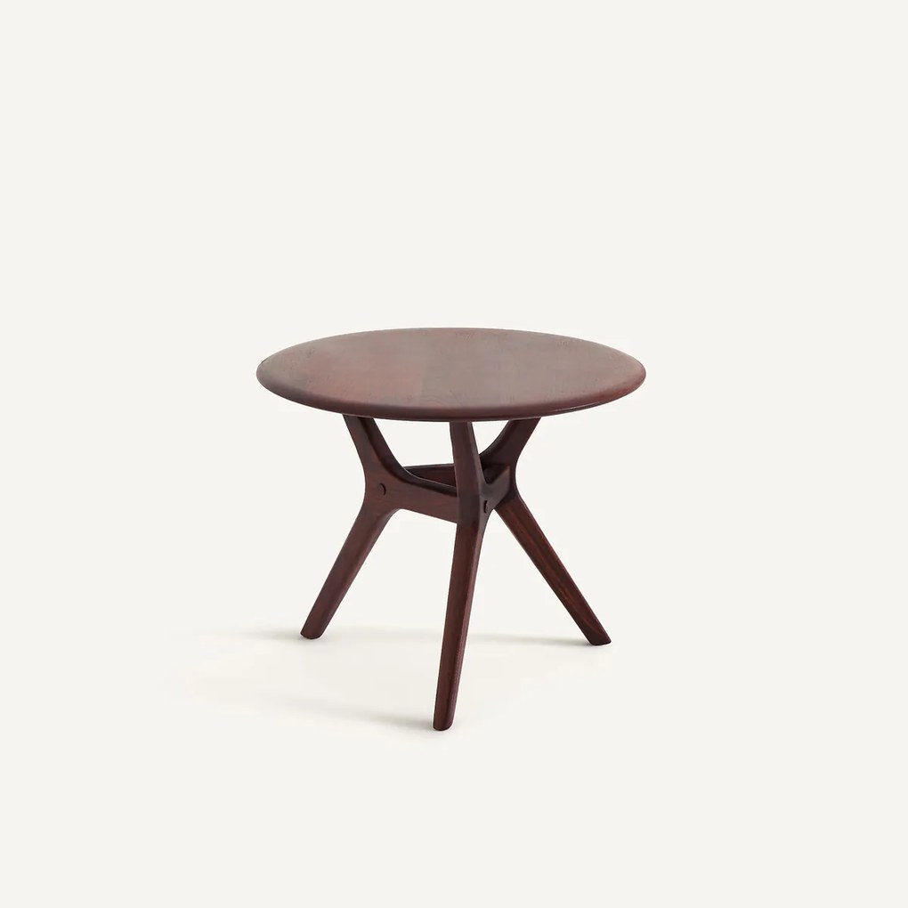 Ronde salontafel in massief notenhout, diameter 50 cm, MARICIELO
