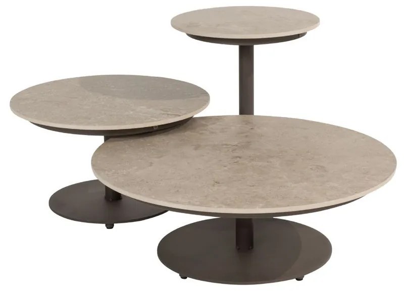 4 Seasons Outdoor Boaz loungetafel terre met blad Ø 80 cm (H 30 cm) SALE Loungetafel bruin weerbestendig