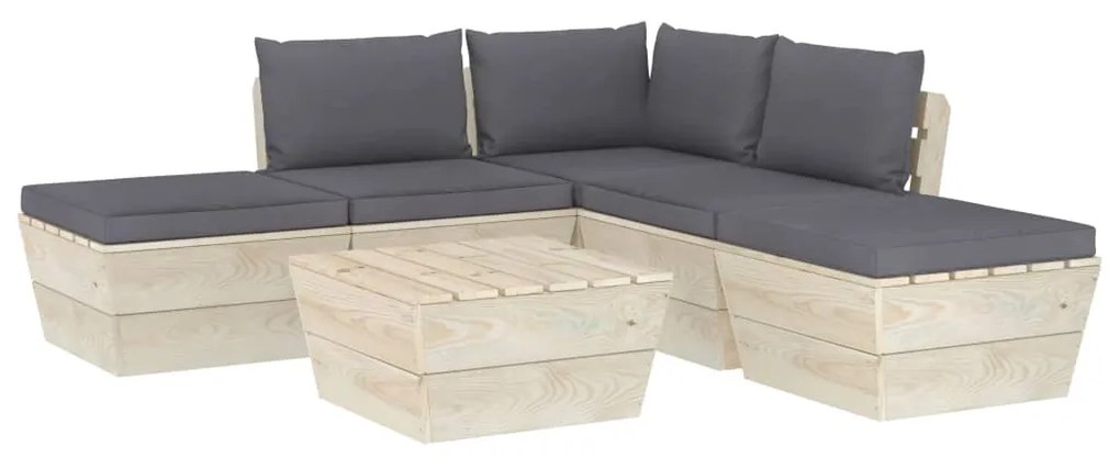 vidaXL 6-delige Loungeset met kussens pallet vurenhout