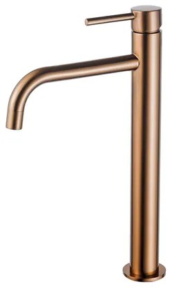 Fortifura Calvi Slim Wastafelkraan - 32cm - verhoogd - opbouw - Geborsteld koper PVD (Koper) SW970030