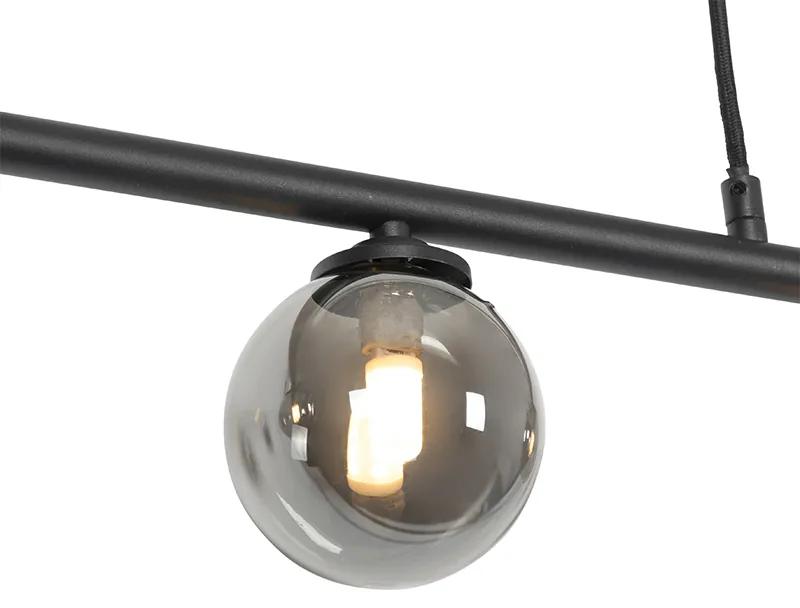 Eettafel / Eetkamer Moderne hanglamp zwart 100 cm 5-lichts met smoke glas - Athens Landelijk G9 Binnenverlichting Lamp