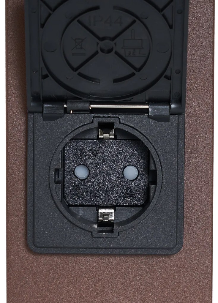 Industrieel buiten paaltje roestbruin met smoke glas 70cm met schemersensor IP44 - Denmark