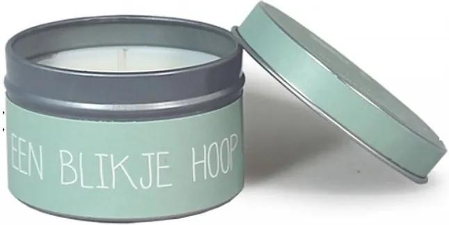 My Flame Lifestyle scented soy candle light green een blikje hoop