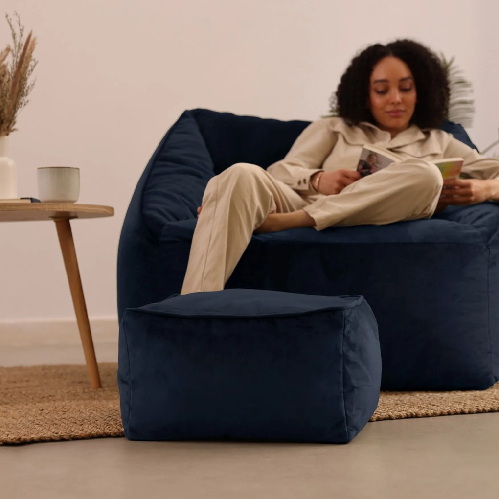 Amara Poef Velvet - Navy