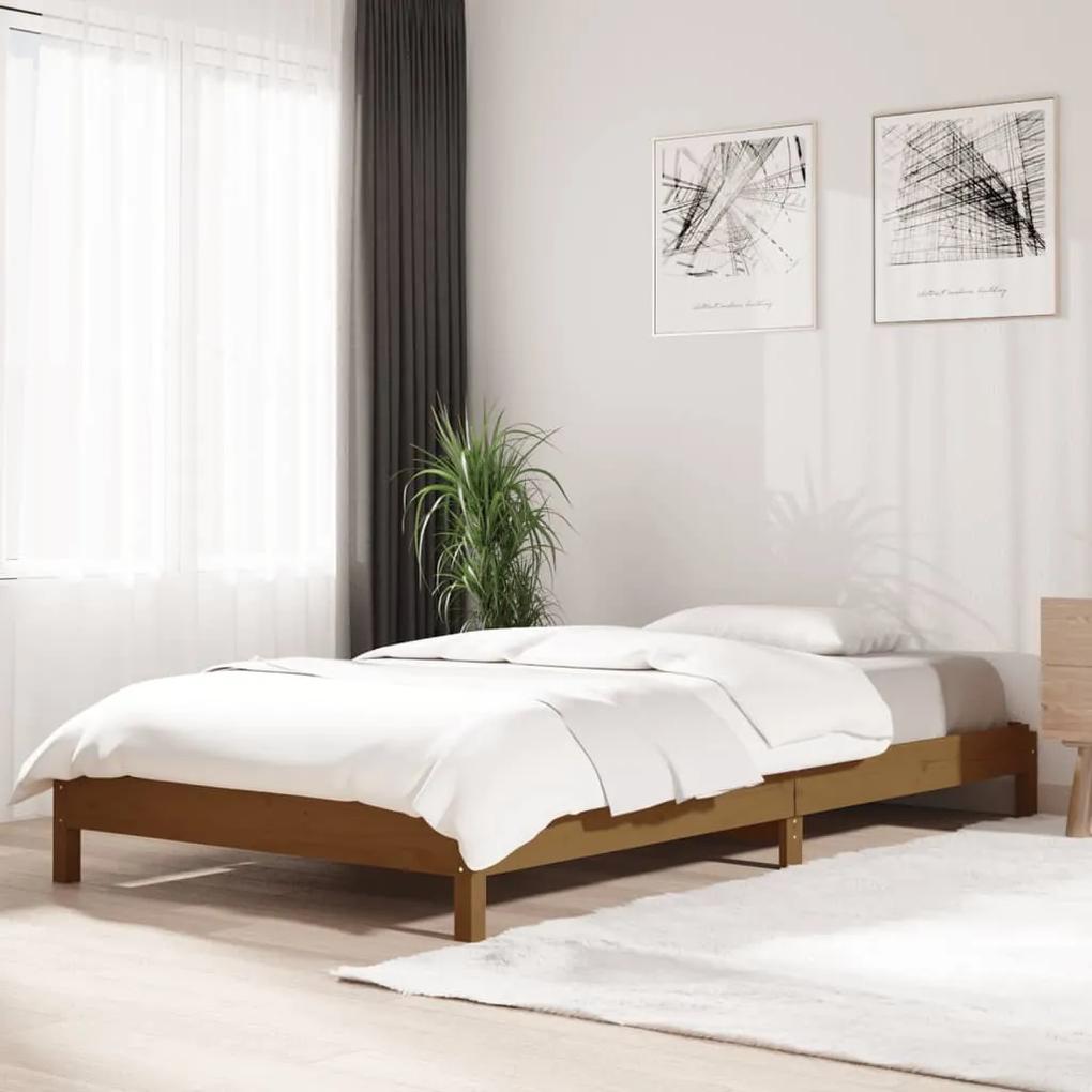 vidaXL Bed stapelbaar 75x190 cm massief grenenhout honingbruin