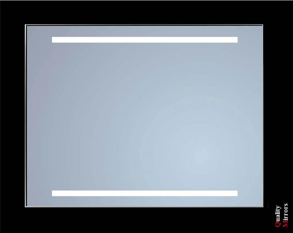 Sanicare Spiegel met twee horizontale banen "Cold White" Leds 120 cm. alu omlijsting