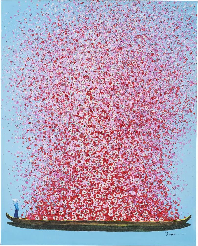 Kare Design Touched Flower Boat Blue Pink Schilderij 160x120cm