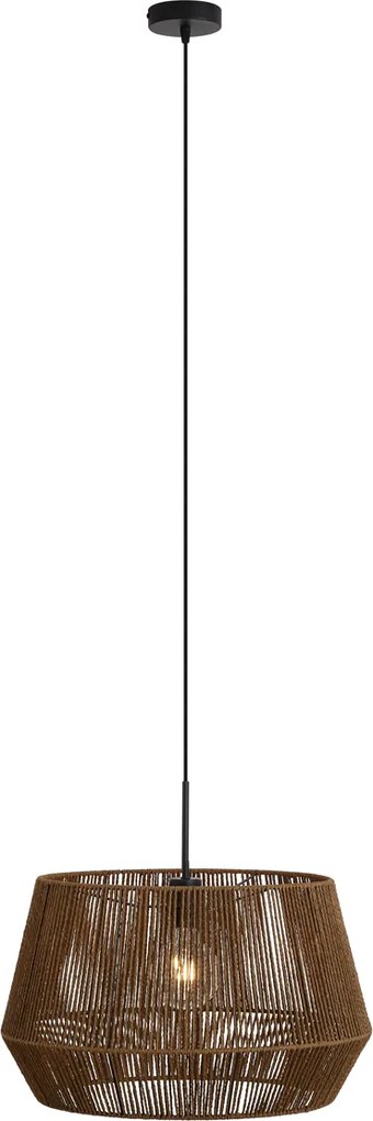 Hanglamp zwart met bruine papieren touw kap 50/50/30 - Combi 1