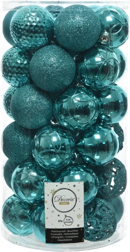 Kerstballen Mix 37 st. - Turquoise
