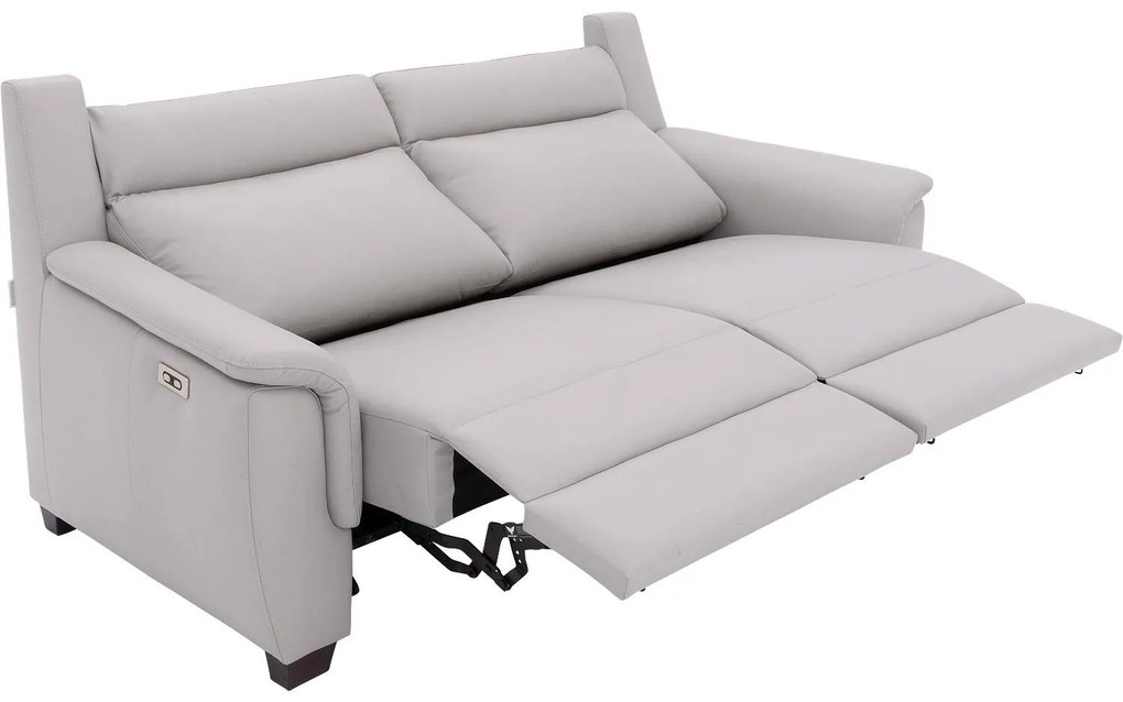 Goossens Excellent Bank Vlore grijs, leer, 2-zits, stijlvol landelijk