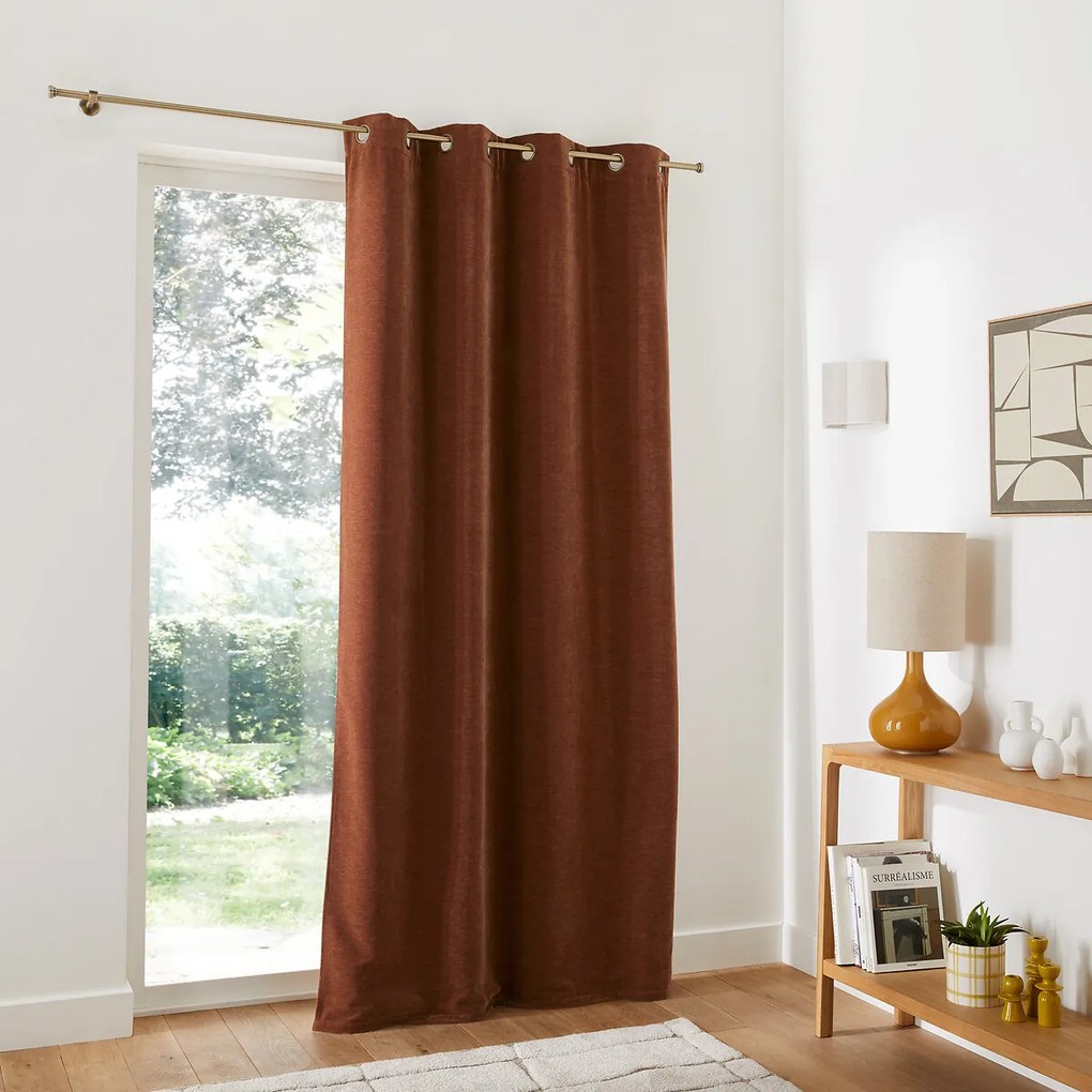 Gordijn in chenille fluweel met oogjes, Calda