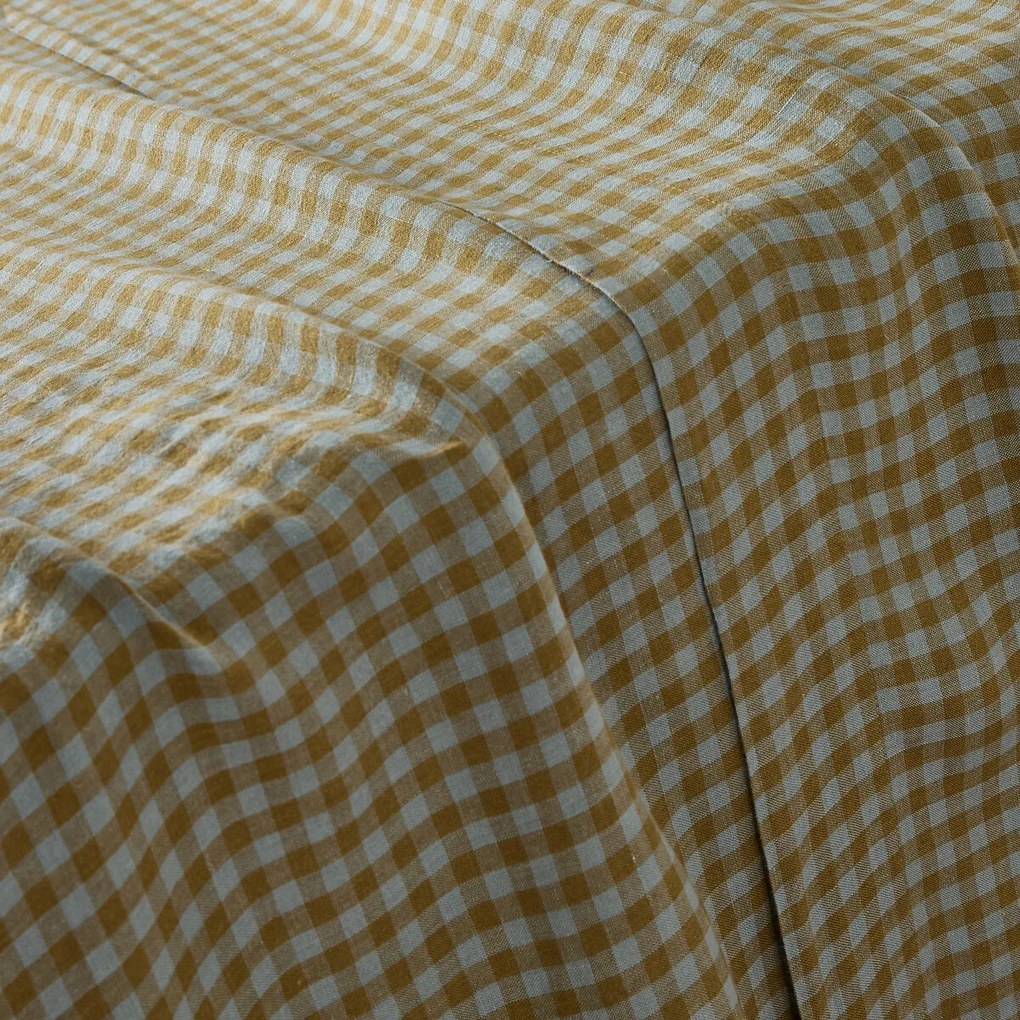 Plat laken in gewassen linnen, Acélie olijf/opaline