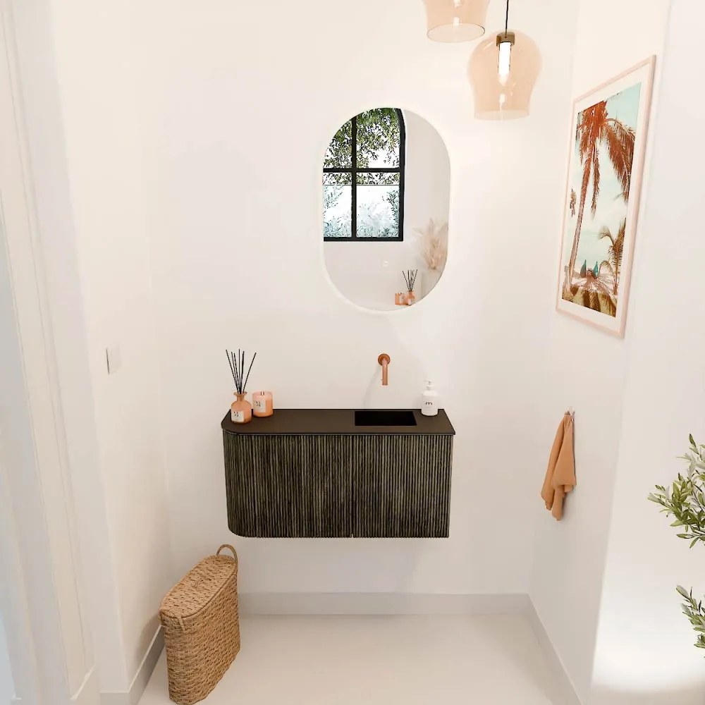 Mondiaz Joya 80cm toiletmeubel ronding links shadow met wastafel faye rechts zonder kraangat urban