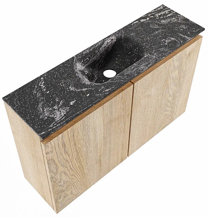 Mondiaz Ture DLux toiletmeubel 80cm washed oak met wastafel lava midden met kraangat