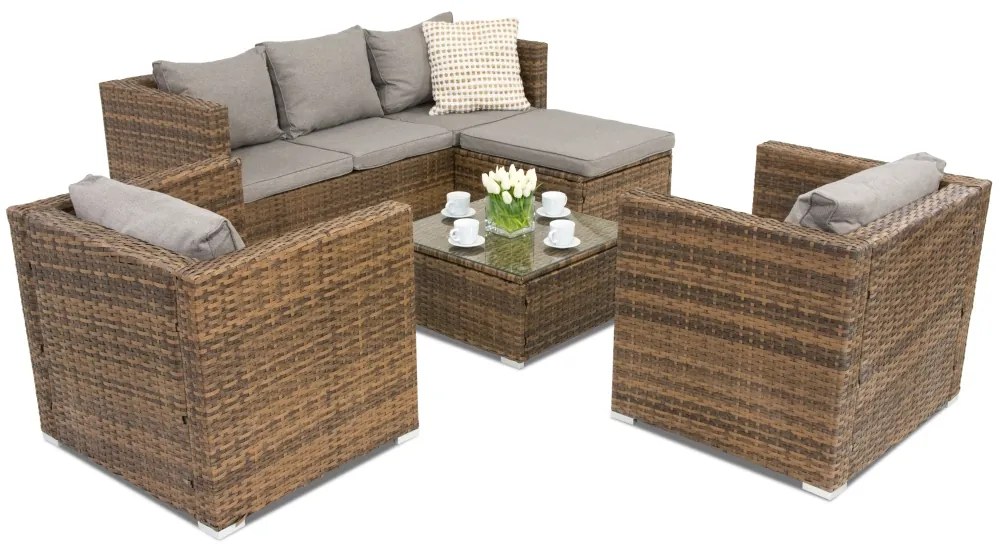 Roma Corner 6 Tuinpunt bruin technorattan tuinmeubelen