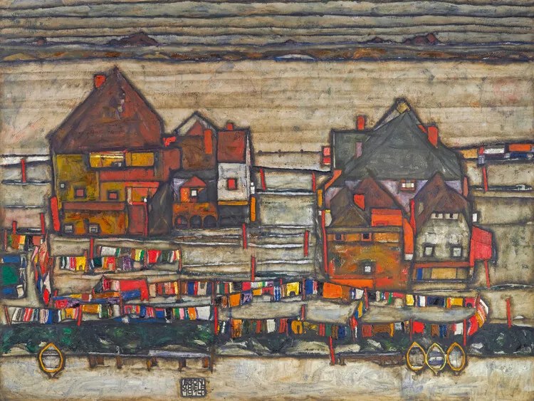 Kunstreproductie Houses on Laundry Day, Egon Schiele