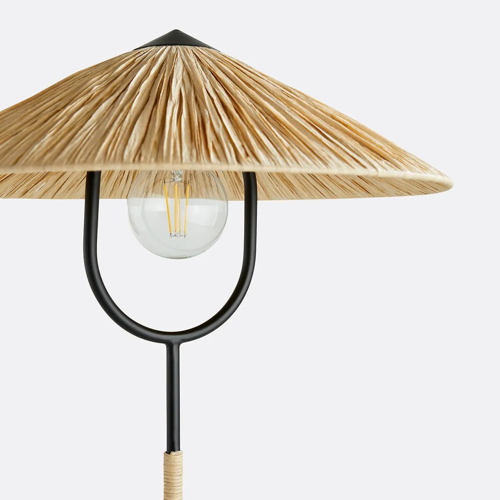 Staande lamp in ijzermetaal en raffia, Mr Tanguy