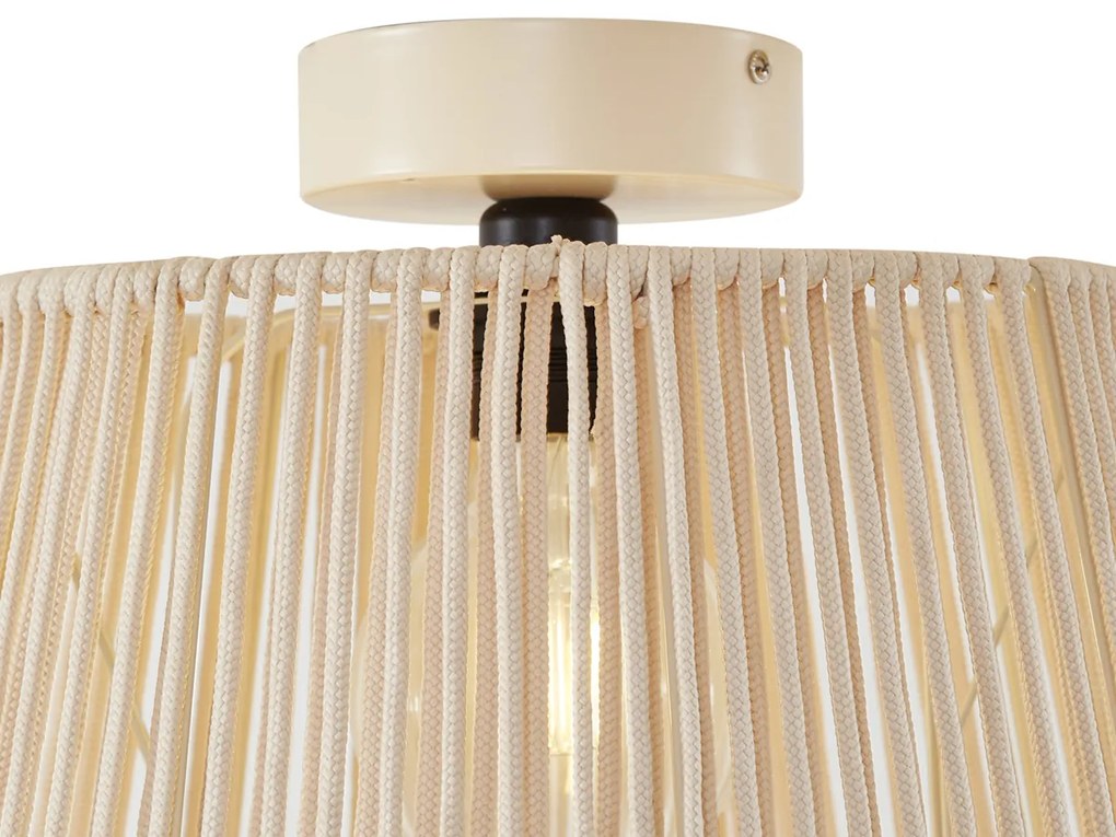 Buiten plafondlamp met beige touw IP54 - JaylaJapandi E27 IP54 Buitenverlichting rond