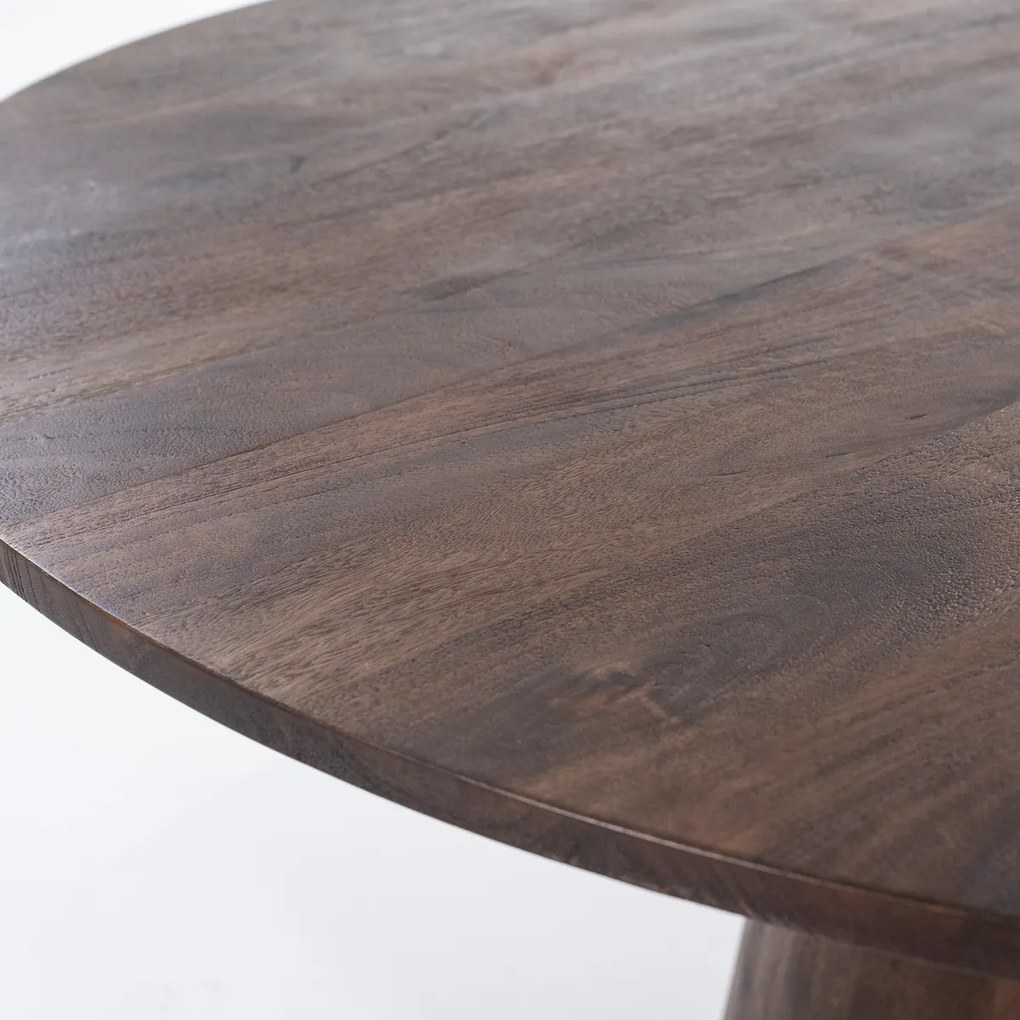 Donkerbruine Eettafel Rond 130 Cm - 130 X 130cm.