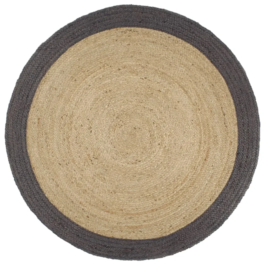 vidaXL Vloerkleed handgemaakt met donkergrijze rand 210 cm jute