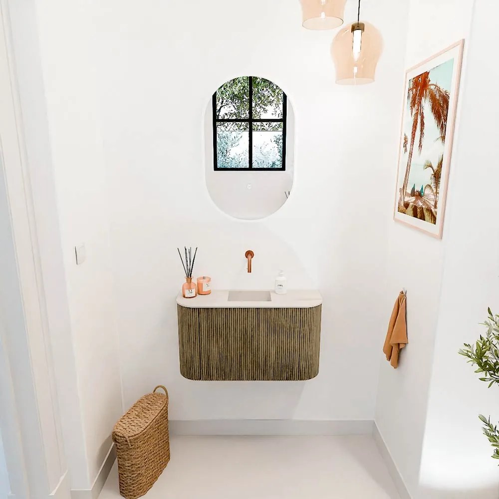 Mondiaz Joya DLux 75cm toiletmeubel ronding links/rechts dusk met wastafel faye midden zonder kraangat meli