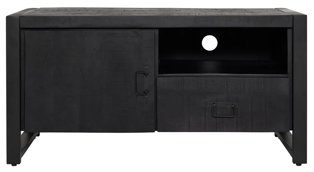 Starfurn Boaz Black Tv-meubel Zwart Mangohout 110 Cm - 110x45x55cm.