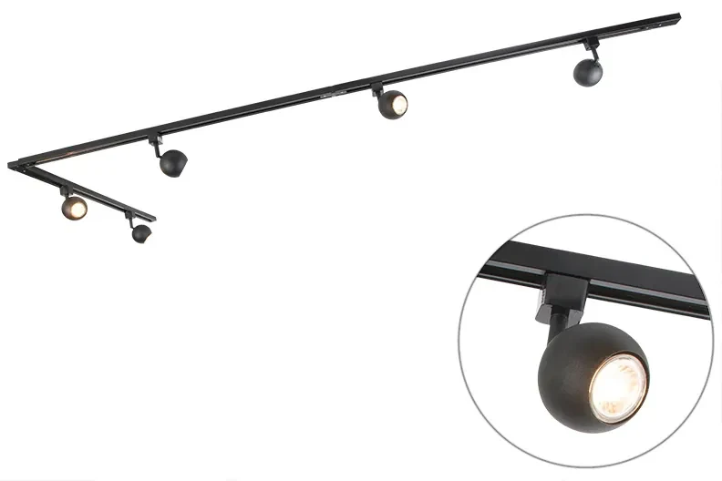 Smart railsysteem zwart 5-lichts 1-fase - Iconic Gissi Modern GU10 ...