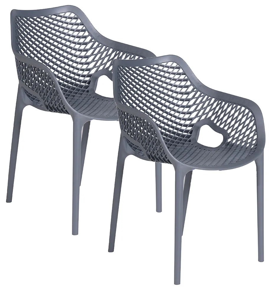 Garden Impressions Air XL kunststof tuinstoel - donker grijs - 2 stuks