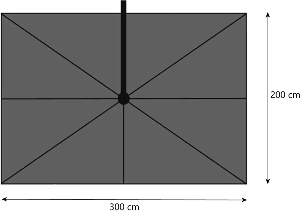 Zweefparasol 3x2m T1 (excl.voet) Grijs-antraciet Platinum Voyager