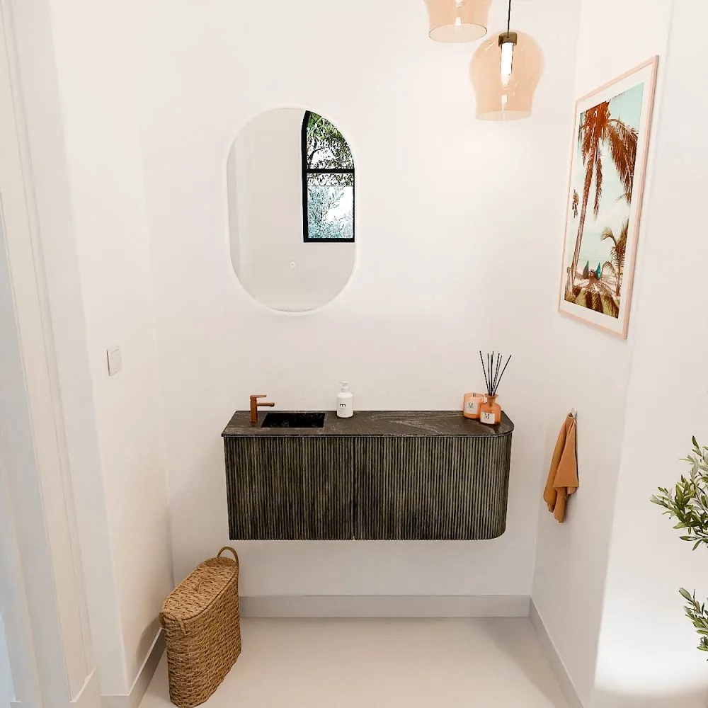 Mondiaz Joya DLux 100cm toiletmeubel ronding rechts shadow met wastafel faye links 1 kraangat lava