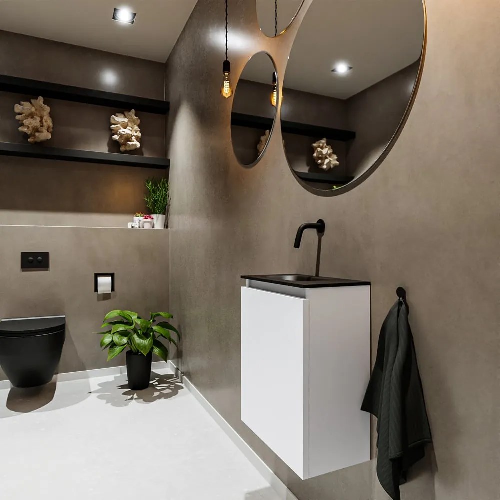 Mondiaz Ture 40cm toiletmeubel talc met wastafel urban links geen kraangat