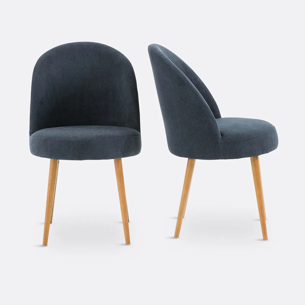 Set van 2 tafelfauteuils in geribd fluweel, Lenou